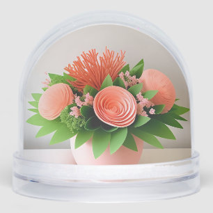 Elegant Floral Arrangement in Pastel Vase Snowglobe
