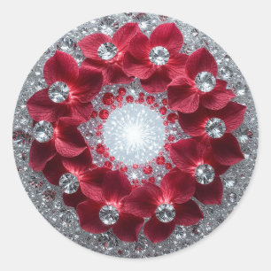 Elegant Floral Arrangement with Red Orchids Classic Round Sticker
