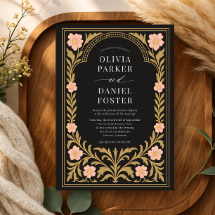 Elegant Floral Art Nouveau Wedding Invitation