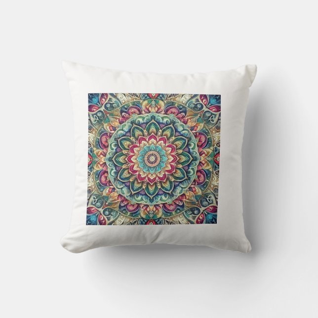 "Elegant Floral Art" Throw Pillow (Front)