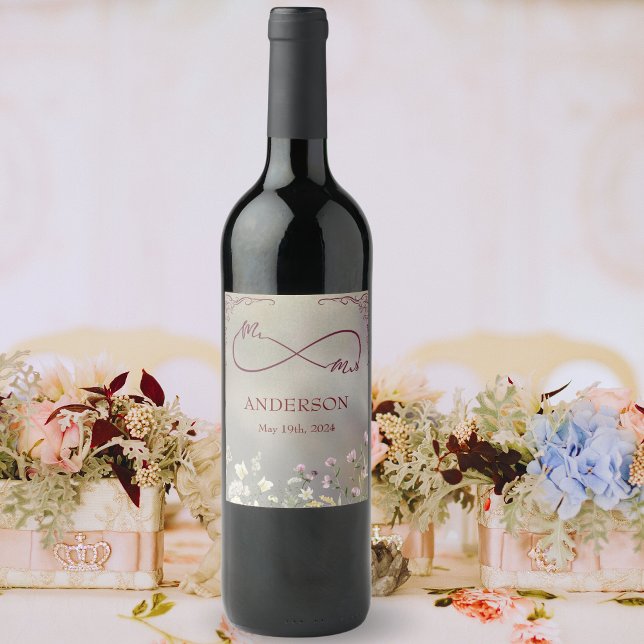 Elegant Floral Autumn Wedding Wine Label (Creator Uploaded)