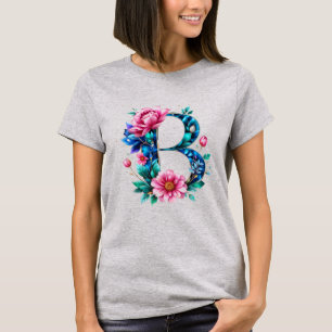 Elegant Floral B Initial T-Shirt for Her