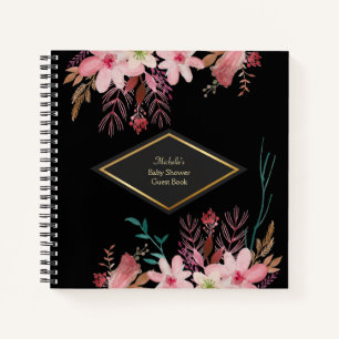 Elegant floral Baby Shower Guest  Notebook