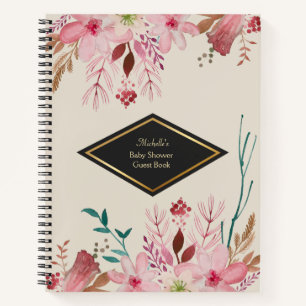 Elegant floral Baby Shower Guest  Notebook