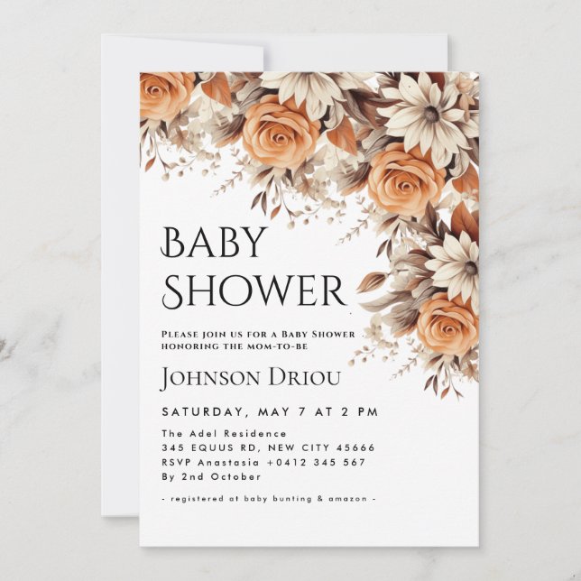Elegant Floral Baby Shower Invitation (Front)