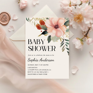 Elegant Floral Baby Shower Invitation for Girl