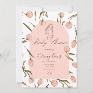 Elegant Floral Baby Shower Invitation – Pink Tulip