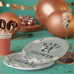 Elegant Floral Baby Shower Party Paper Plates