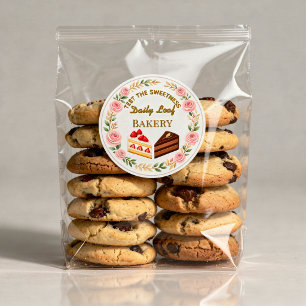 Elegant Floral Bakery Cake Slices Classic Round Sticker