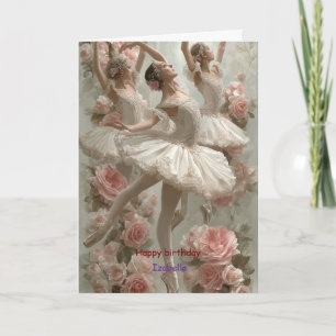 Elegant Floral Ballerina Birthday Roses Ballet Card