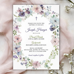 Elegant floral baptism Invitation