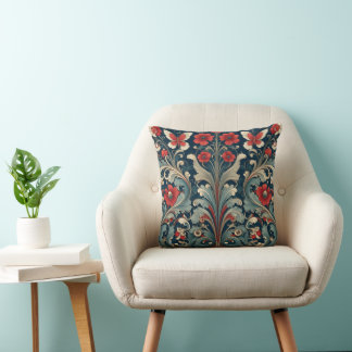 Elegant Floral Baroque Butterfly Throw Pillow