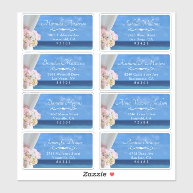 Elégant Floral Beach été invité Étiquette de livra (Feuille)