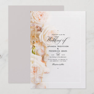 Elegant Floral Beach Wedding Invitation