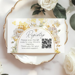 Elegant floral bee Registry QR Code Enclosure Card