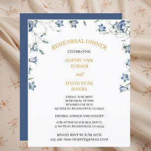 Elegant Floral Bellflower Budget Rehearsal Dinner Flyer