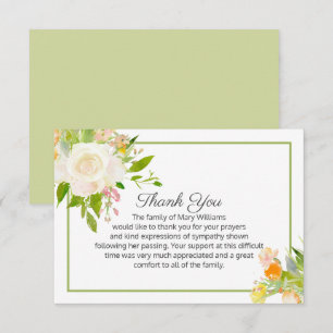 Elegant Floral Bereavement Funeral Thank You