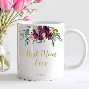 Elegant Floral Best Mom Ever Coffee Mug