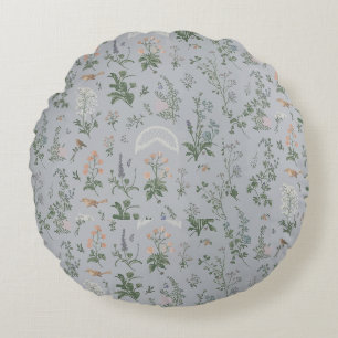 Elegant Floral Bird Pattern Round Pillow