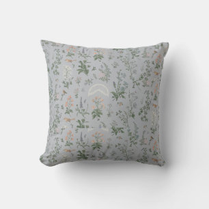 Elegant Floral Bird Pattern Throw Pillow