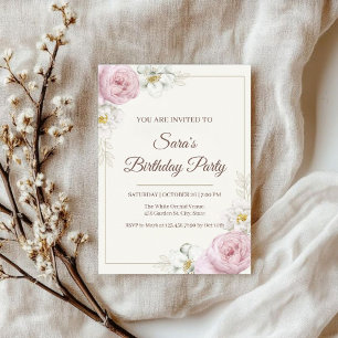 Elegant Floral Birthday Invitation