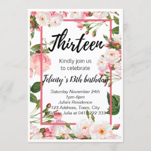 Elegant floral birthday invitation