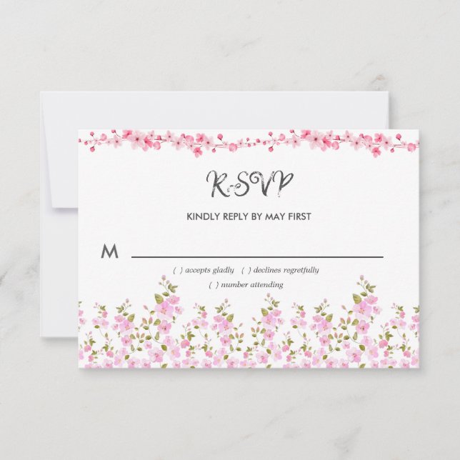 Elegant Floral Birthday Party RSVP Card (Front)