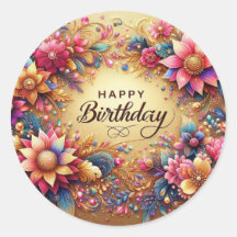 Elegant Floral Birthday stickers