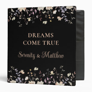 Elegant Floral Black Boho Wedding Planning Binder