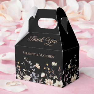 Elegant Floral Black Boho Wedding Thank You Favor Box