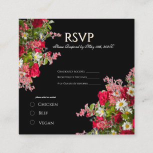 Elegant Floral Black Flower Photo Enclosure Card