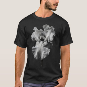 Elegant Floral Black & White Iris Flower T-Shirt