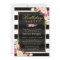 Elegant Floral Black White Stripes Birthday Party
