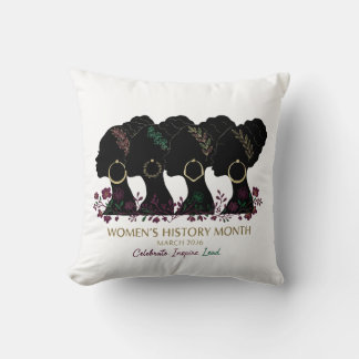 Elegant Floral Black Women's History Month 2026 Throw Pillow