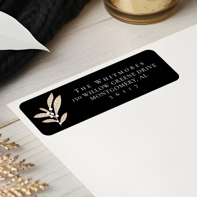 Elégant Floral Blanc Cranberry Design (Elegant Modern Floral White Cranberry Leaf Design Label)