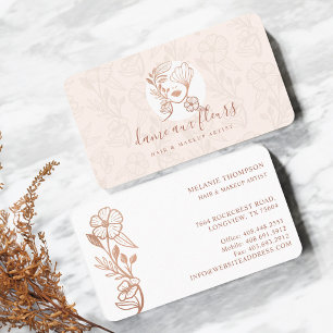 Elegant Floral Blooming Beauty Woman Logo Pink Business Card