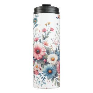 Elegant Floral Blooms Thermal Tumbler