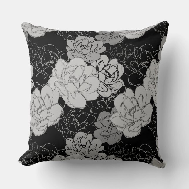 Elegant Floral Blooms Throw Pillow (Front)