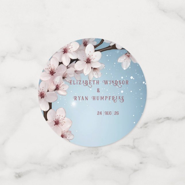 Elegant Floral Blossom Wedding Invitation Design Confetti (Small Front)