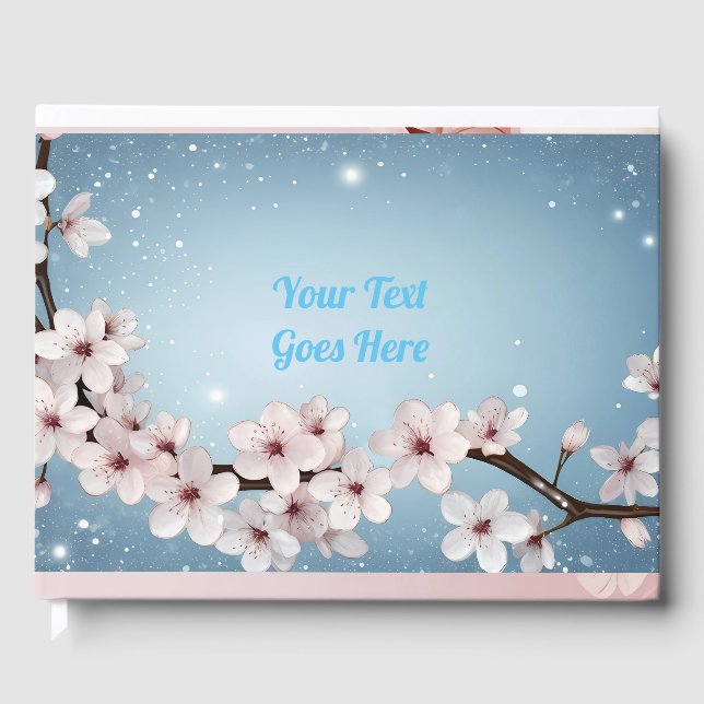 Elegant Floral Blossom Wedding Invitation Design Guest Book (Front)