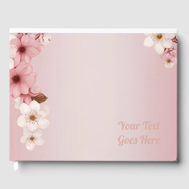 Elegant Floral Blossom Wedding Invitation Design Guest Book (Front)