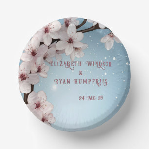 Elegant Floral Blossom Wedding Invitation Design Paper Plate