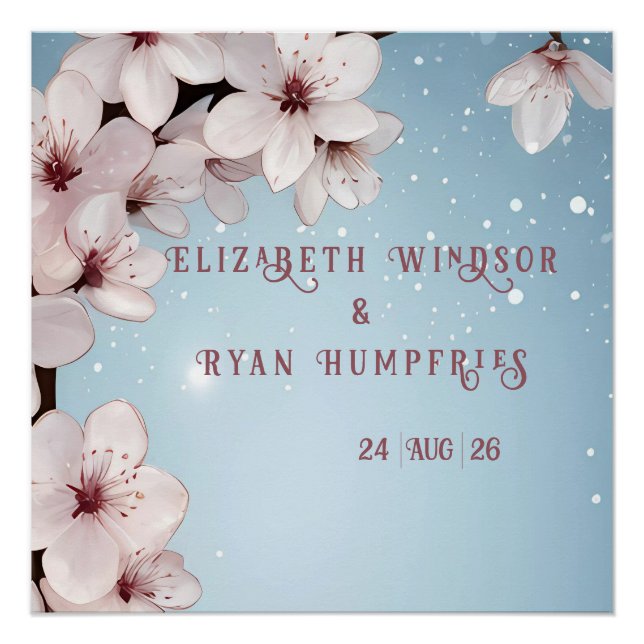 Elegant Floral Blossom Wedding Invitation Design Poster (Front)