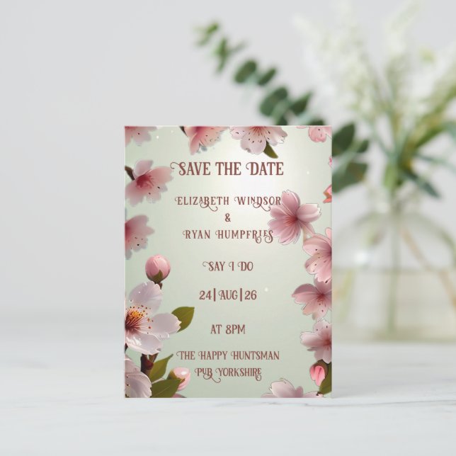 Elégant Floral Blossom Wedding Invitations (Debout devant)
