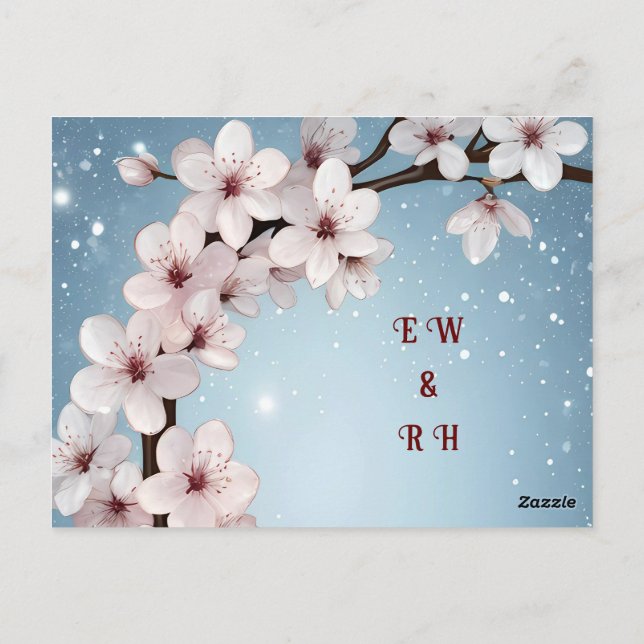 Elegant Floral Blossom Wedding Invitations (Back)