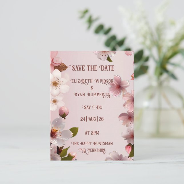 Elégant Floral Blossom Wedding Invitations (Debout devant)