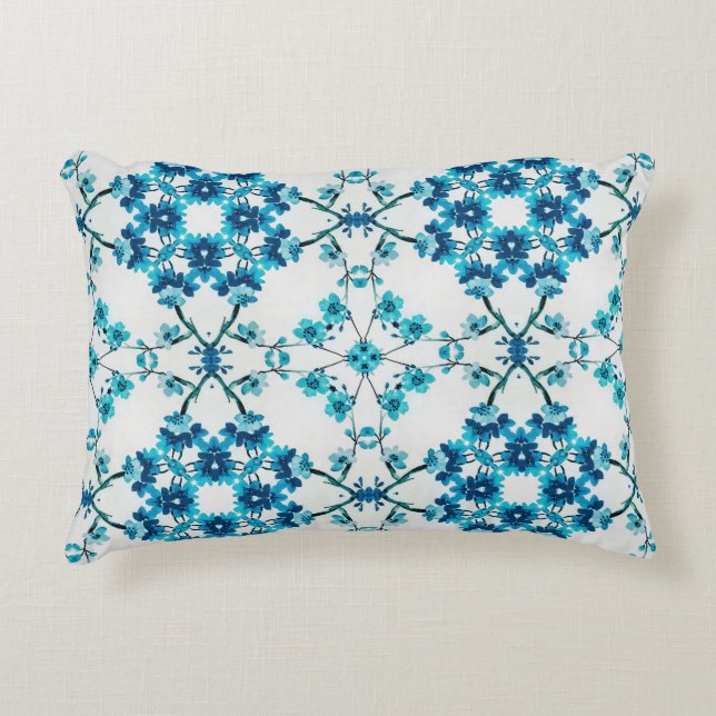 Elegant Floral Blue  Accent Pillow (Front)