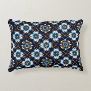Elegant Floral Blue and Gold Pattern Accent Pillow