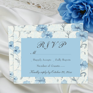 Elegant Floral Blue Country Botanical Wedding RSVP