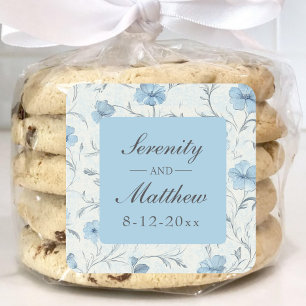 Elegant Floral Blue Country Garden Wedding  Square Sticker